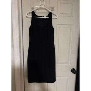 White House Black Market Pencil Dress Womens 4 Black  V-Neck Sleeveless Stretch